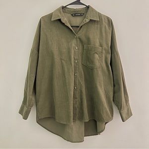 ZARA BASIC olive green corduroy shirt